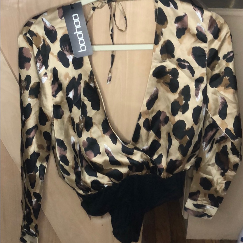 BOOHOO LEXI SATIN WRAP BODYSUIT!